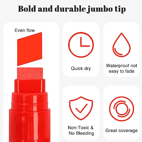 Fubullish 15mm Jumbo Markers, 5 Pack White Washable Window Marker and 12 Pack Acrylic Paint Marker Fubullish