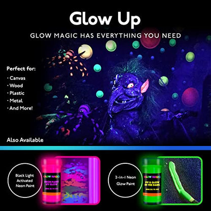 individuall Glow in The Dark Paint - Set of 8, 20 mL Reflective Acrylic Paints for Outdoor and Indoor Use on Canvas, Walls and Ornament Painting - - WoodArtSupply