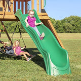 Backyard Discovery Endeavor All Cedar Wood Swing Set Playset for Backyard with Large Clubhouse Wave Slide Rope Ladder Rock Climbing Wall Wave Slide 2 Backyard Discovery