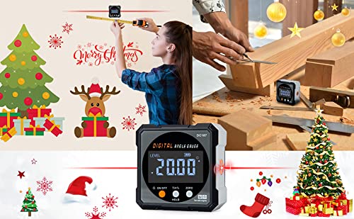 Digital Angle Finder with Electronic Laser - 4-side Strong Magnetic Angle Gauge, Cube Inclinometer with Backlight, Table Saw Miter Protractor,