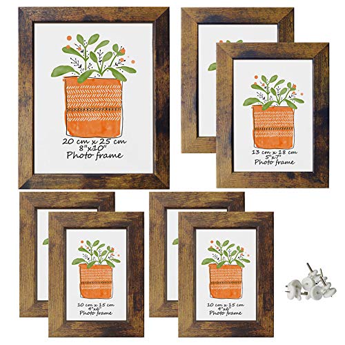 PETAFLOP Gallery Wall Frame Set 7 Pack Distressed Picture Frame Set, One 8x10, Two 5x7, Four 4x6 Picture Frames