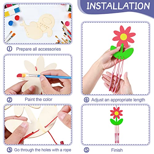 DIY Wooden Animal Wind Chime Kit for Kids - 24 Charming Chimes for Home, Garden, and Classroom Tuanse