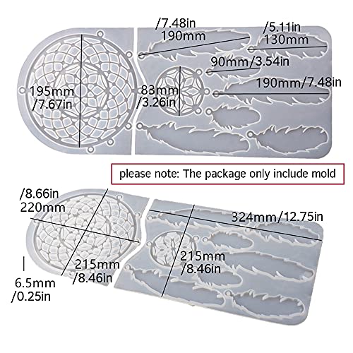 Large Dream Catcher Resin Mold, Dreamcatcher Silicone Mold for Epoxy Resin, Wall Hanging Feather Pendant Keychain Kit Ornament Making Mould, Resin Wehous