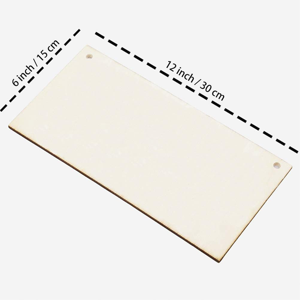 JANOU 3pcs Unfinished Wood Sign Blank Rectangle Hanging Wooden Plaque DIY Craft Project Wood Sign with Rope Door Wall Art Decorative, 6x12'' JANOU