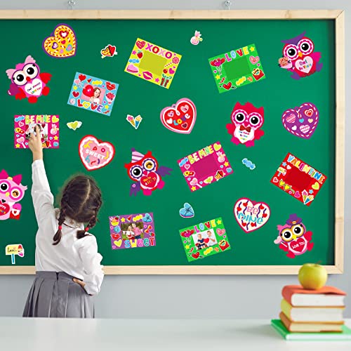 chiazllta 30 PCS Valentine's Day Craft Kits DIY Owl Craft for Kids Valentine's Heart Craft Make Your Own Owl Bulk Set for Home Classroom Game chiazllta