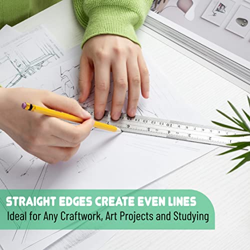 Mr. Pen Steel Rulers, 6 inch and 12 inch Metal Rulers, Pack of 2 Mr. Pen