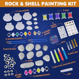 2 Pack Separate Kids Rock & Sea Shell Painting Kit, Arts & Crafts Gifts for Girls and Boys Kids Activities Kits, Creative Art Decorations Paint Kit Gotega