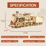 RoWood Model Cars to Build for Adults, 3D Wooden Puzzle for Teens, Scale Mechanical Model Train Building Kits - Prime Steam Express RoWood