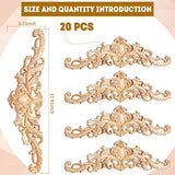 20 Pcs Wood Appliques Decorative Wood Applique for Furniture Wooden Carved Onlay Appliques Wood Appliques and Onlays for Furniture DIY Wood Carving Sanwuta
