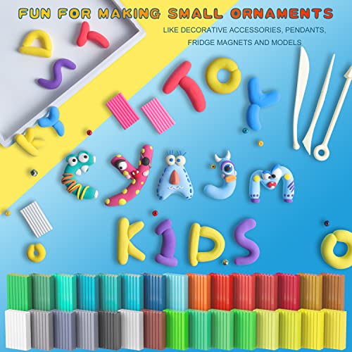 Polymer Clay 60 Colors, Modeling Clay for Kids Oven Baked Model Clay Non-Sticky with Sculpting Tools DIY Starter Kits,and Accessories,Great Gift for CyAJM