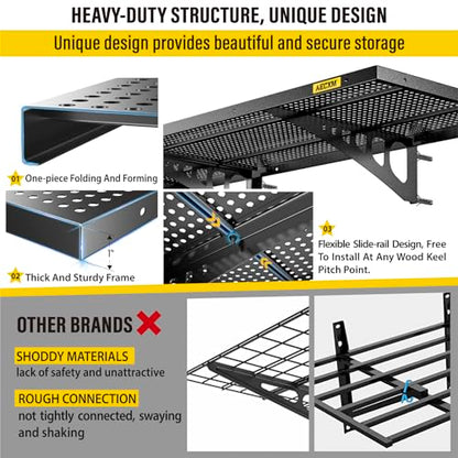 Aecxm 2pack-1.64x4ft Garage Storage Rack Floating Wall Shelves Garage Shelves Heavy Duty Sturdy Wall Shelves Wall Mounted Shelves (Black)