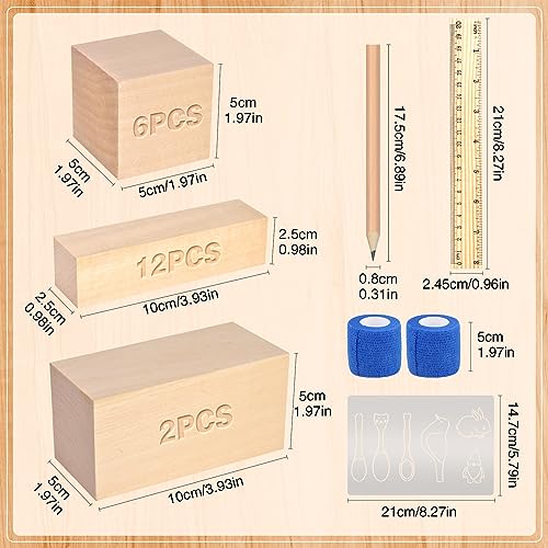 Olerqzer 25 pcs Whittling Wood Blocks Wood Carving Kit with 3 Different Sizes,Carving Basswood for Wood Carving Set Wood Carving Wood (4 inch)