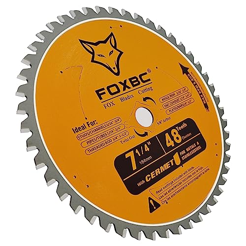 FOXBC 7-1/4 inch Circular Saw Blade Metal and Stainless Steel Cutting 48 Teeth, Replacement for Diablo D0748CF Ceramic Carbide Saw Blade - WoodArtSupply