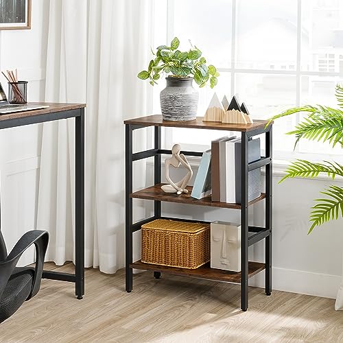 HOOBRO Rustic Industrial 3-Tier Bookshelf and Storage Rack with Metal Frame HOOBRO