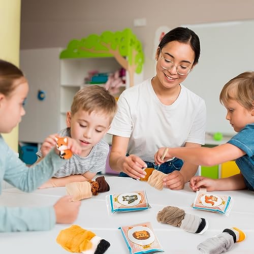 WATINC Set of 5 Woodland Wool Needle Felting Kit, Fox Owl Hedgehog Squirrel Raccoon Animal Doll Wool Felt Needle Felting Tools Foam Pad, DIY Needle WATINC