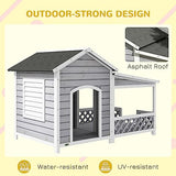 PawHut Wooden Dog House Outdoor with Porch, Cabin Style Raised Dog Shelter with Asphalt Roof, Doors, and Shutter Window, for Medium Large Sized Dog, PawHut