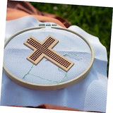 15 Pcs Cross Stitch Wood Pieces Wooden Cross Plate Bookmark Kit Embroidery Frame Wooden Hanging Tags Unfinished Wood Shapes DIY Gift Wooden Cross COHEALI