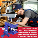 Heavy Duty Bench Vise 4.5 Inch: Table Clamp Woodworking Vice Press Drill Tools Workbench Wood Metal Pipe Work Shop Block Swivel Slide Cross Welding SEDY