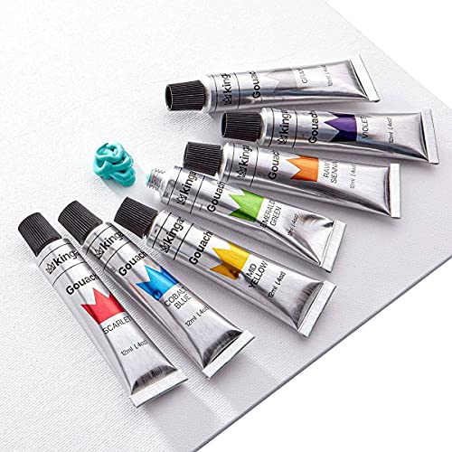 KINGART 534-24 PRO GOUACHE Paint Set, Set of 24 Unique Colors, 12ml Tubes, Non-toxic, water-based paints KINGART