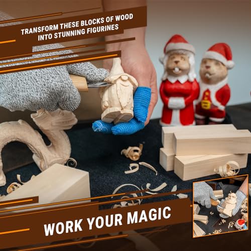 BeaverCraft Basswood Carving Blocks Whittling Wood for Carving Wood Carving Blocks 5PCS - Wooden Blocks for Crafts Basswood for Carving - Unfinished BeaverCraft