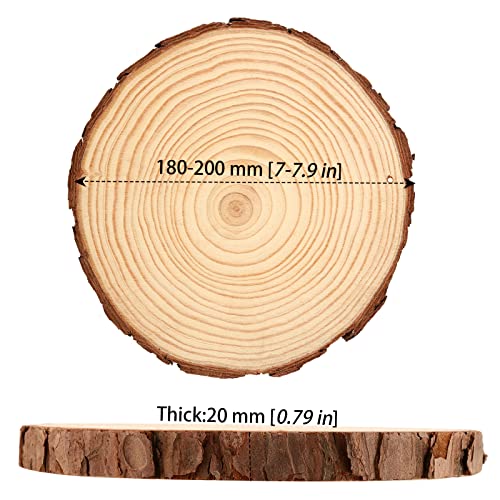 MANCHAP 8 PCS 7-7.8 Inch Craft Wood Slice with Hole, Unfinished Predrilled Wooden Circles with Hanging String, Round Log Discs Log Slices for DIY, MANCHAP