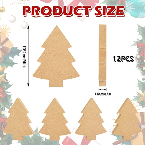 Whaline 12Pcs Christmas Tree Wooden Cutouts Blank Xmas Tree Unfinished Table Wooden Signs DIY Tiered Tray Decor for Christmas Home Kitchen Office - WoodArtSupply