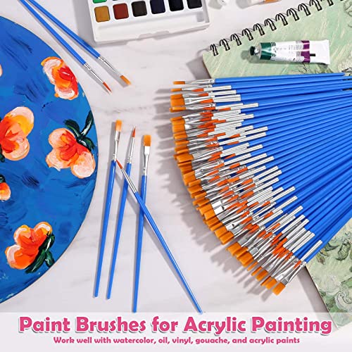 126 Pcs Small Paint Brushes Bulk, Kids Paint Brushes with Flat and Round Pointed Paint Brushes Set, Craft Brushes for Classroom Acrylic Oil - WoodArtSupply