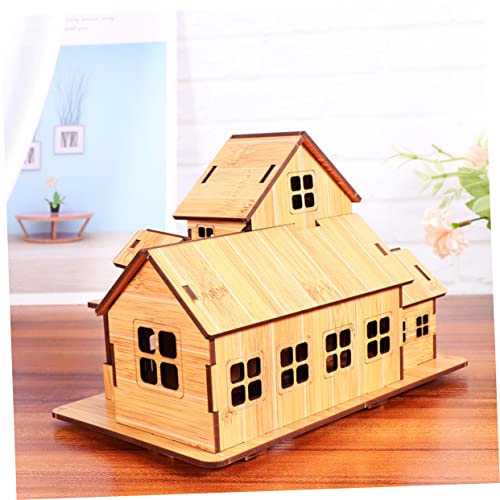 Vaguelly 2pcs DIY Wooden Ornament Mini House DIY Unfinished Wood Toy House DIY Woodcraft Construction Puzzle Craft Wood Wooden DIY House Model DIY Vaguelly