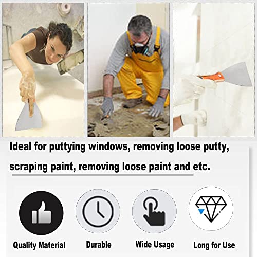 Bettomshin 1Pc Putty Knife Scrapers, 6" Carbon Steel Spackle Knife with Wooden Handle, Putty Knife Tool Set, Wallpaper Scraper, for Drywall Bettomshin