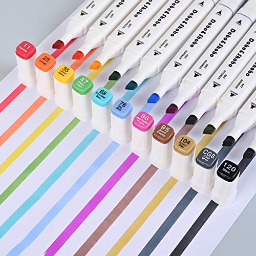 Dabo&Shobo 60 Colors Alcohol Markers, Drawing Markers, Dual Tip Art Markers, Fine & Chisel Coloring Marker for Kids Sketching Adult Coloring