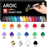 AROIC Paint Pens Paint Markers, 16 colors Oil-Based Waterproof Paint Marker Pen Set On Rock, Wood, Fabric, Metal, Plastic, Glass, Canvas, Mugs, AROIC