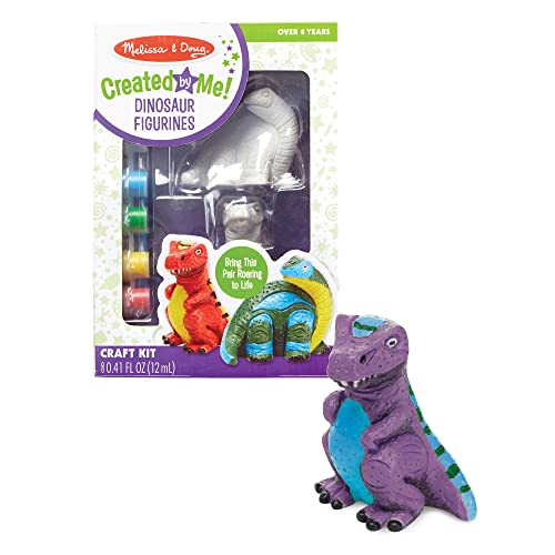 Melissa & Doug Created by Me! Dinosaur Figurines Craft Kit (2 Resin Dinosaurs, 6 Paints, Paintbrush) Melissa & Doug