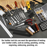 TLKKUE Leather Working Kit, Leather Working Tools for Beginners, Leather Crafting Tools and Supplies with Storage Bag Sewing Carving Punching Cutting TLKKUE