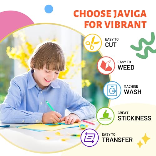 JAVIGA Heat Transfer Vinyl, Black HTV 12" x 10ft Black Iron on Vinyl Roll Compatible with Cricut All Cutting Machine and Heat Press, Black HTV Vinyl JAVIGA