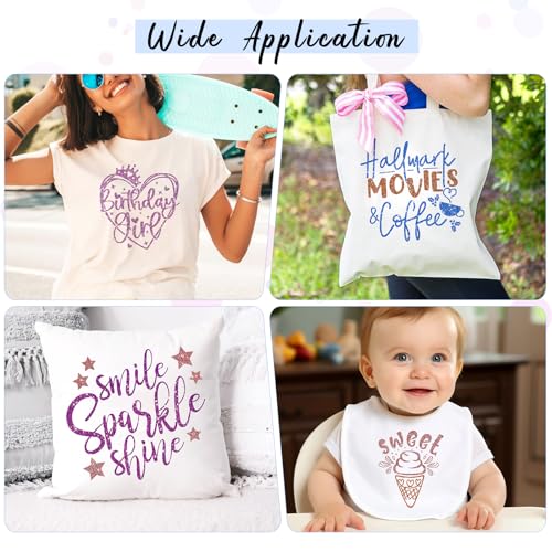 Tintnut Glitter HTV Heat Transfer Vinyl - 16 Sheets 12"X12" Colorful Glitter Heat Transfer Vinyl Shinny Glitter Iron On Vinyl for T-Shirts Glitter Tintnut