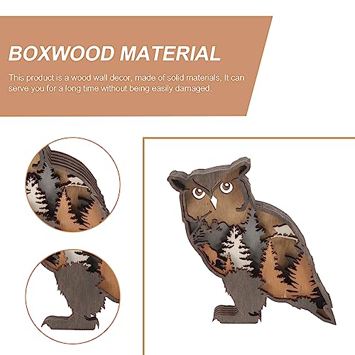 Rustic 3D Wooden Owl Carving Wall Décor - Multi-Layer Silhouette Figurine for Farmhouse and Mountain Theme Decor DOITOOL