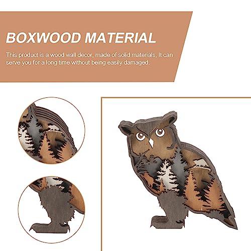 Rustic 3D Wooden Owl Carving Wall Décor - Multi-Layer Silhouette Figurine for Farmhouse and Mountain Theme Decor - WoodArtSupply