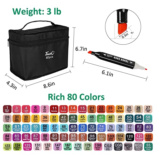 Alcohol Markers Set 80 Colors Dual Tip Art Markers for Kids Adult