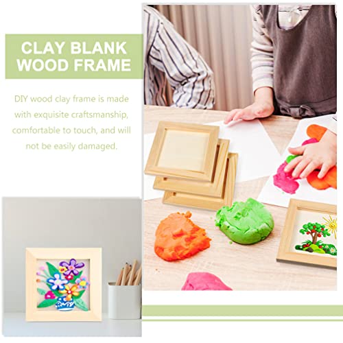 Toddmomy Wooden Photo Frames 5 Pcs Clay Picture Frame Photo Frame Unfinished Wooden Picture Frames Diy Wood Poster Frame Painting Clay Wooden Frames Toddmomy