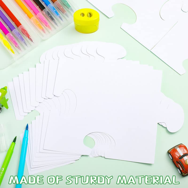 Glenmal 100 Pcs White Blank Puzzle Papers Oversize Puzzles Large White Puzzle Pieces for Adult to Draw and Write and Makes Huge Art Display - WoodArtSupply