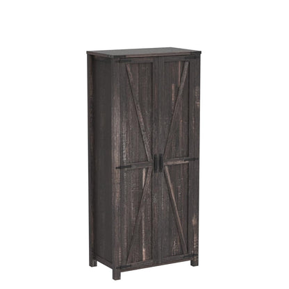 OKD 32'' Rustic Farmhouse Armoire with Adjustable Shelves and Barn Doors - WoodArtSupply