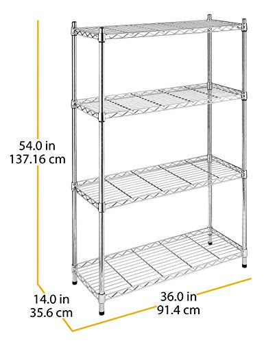 Whitmor Supreme 4 Tier Adjustable Shelves and Leveling Feet, Chrome - WoodArtSupply