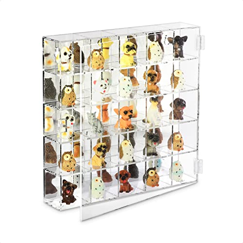 Ikee Design Mountable 25 Compartments Acrylic Display Case Cabinet Stand with Mirrored Back - Display Shelves for Collectibles, Gemstone and Figures, Ikee Design