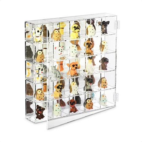 Ikee Design Mountable 25 Compartments Acrylic Display Case Cabinet Stand with Mirrored Back - Display Shelves for Collectibles, Gemstone and Figures, Ikee Design