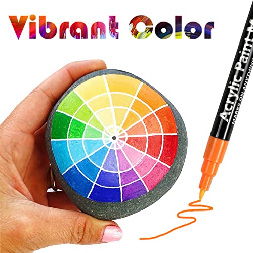 Acrylic Paint Pens for Rock Painting,Set of 24 Extra Fine Point Non-toxic Acrylic Paint Pen Paint Markers for Stone,Ceramic,Glass,Wood,Canvas,Fabrics