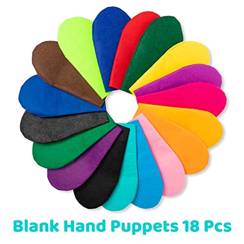 WATINC 18Pcs Hand Puppets Making Kit for Kids Art Craft Felt Sock Monster Puppet Creative DIY Make Your Own Puppets Pipe Cleaners Pompoms WATINC
