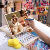 54 Pieces Watercolor Paint Set with Portable Wood Easel, Complete Starter Painting Art Supplies with Watercolor Paints, Canvases, Sketch Pads, AOTEMOON