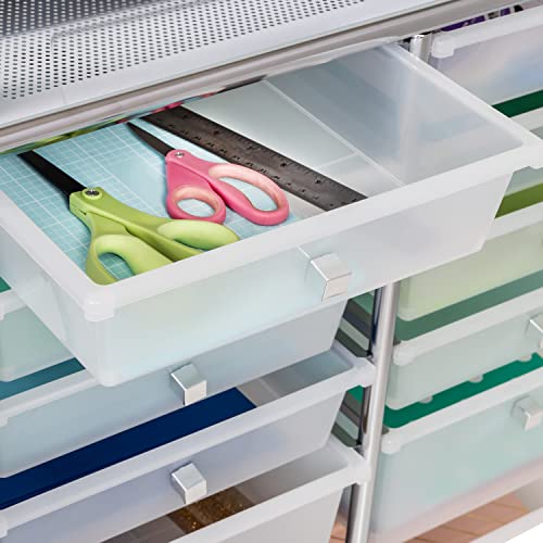 Honey Can Do 12-Drawer Rolling Craft Storage Or Office Cart, Chrome CRT-09642 Clear