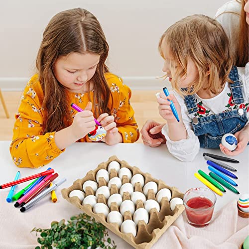 SallyFashion 48 Pcs White Wooden Eggs Fake Eggs Easter Eggs for Children DIY Game,Kitchen Craft Adornment,Toy Foods - WoodArtSupply