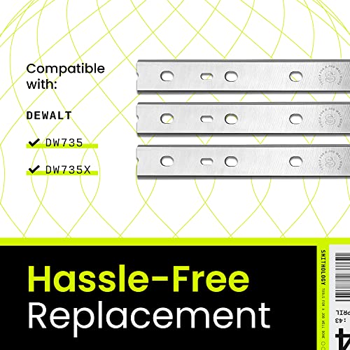 Smithology Planer Blades - 13-Inch Replacement Blades for DEWALT DW735 DW735X Planer (DW7352), Made of High-Speed Steel, Set of 3 Planer Knives, Smithology